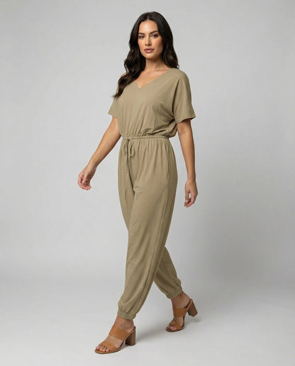 Damen Jumpsuit Leicht Lockerer Schnitt Elastisch