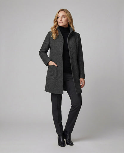 Hochkragenmantel Damen Modern Chic Schwarz