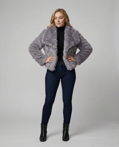Fuchsfelljacke Streetstyle Luxus Mantel Damen