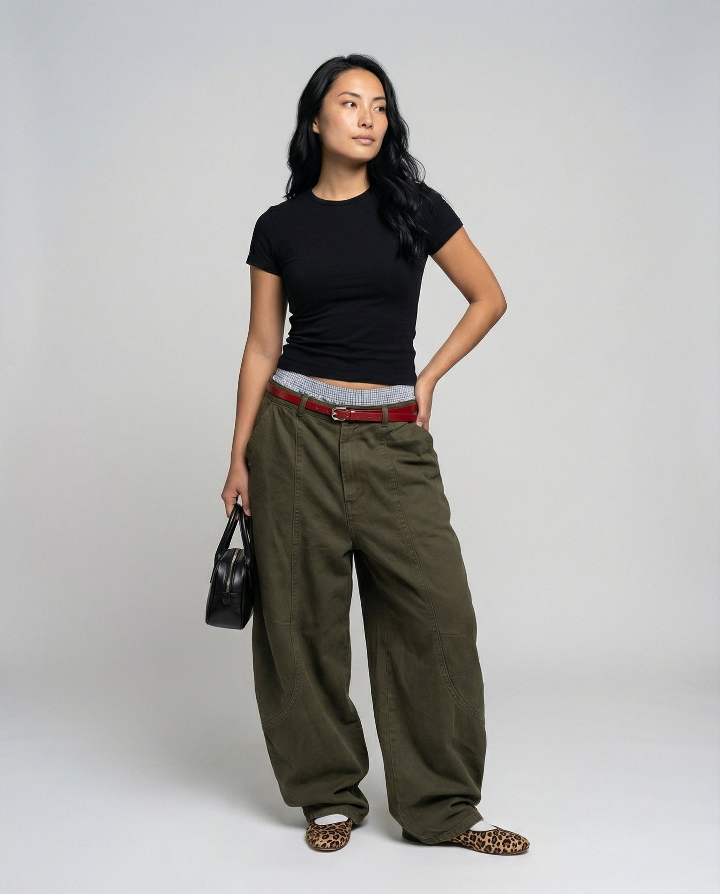 Damen Stoffhose Weite Bequem Urban Chic