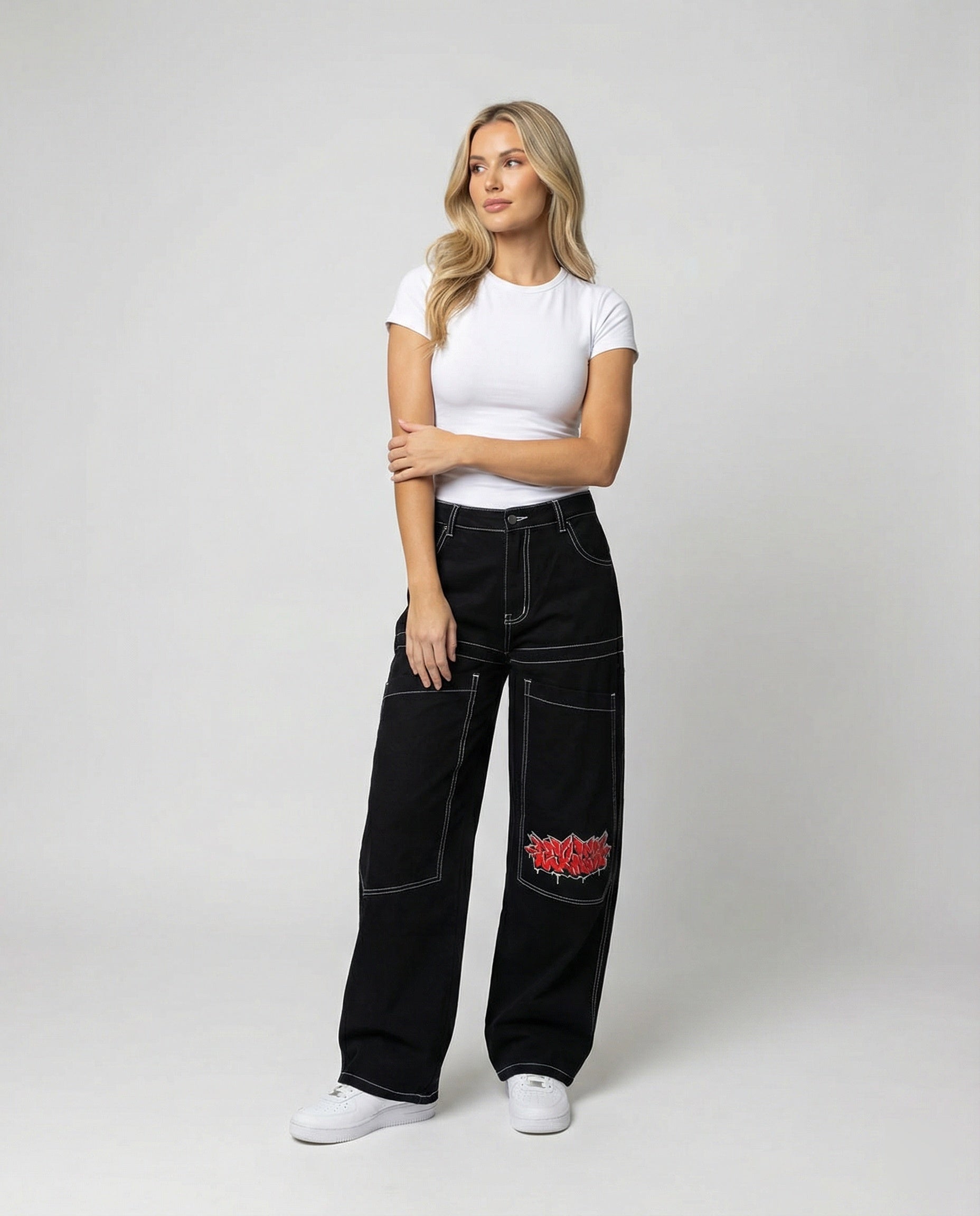 Bequeme Baggy Jeans Denim Lässig Weite Passform - BerlinGlamour