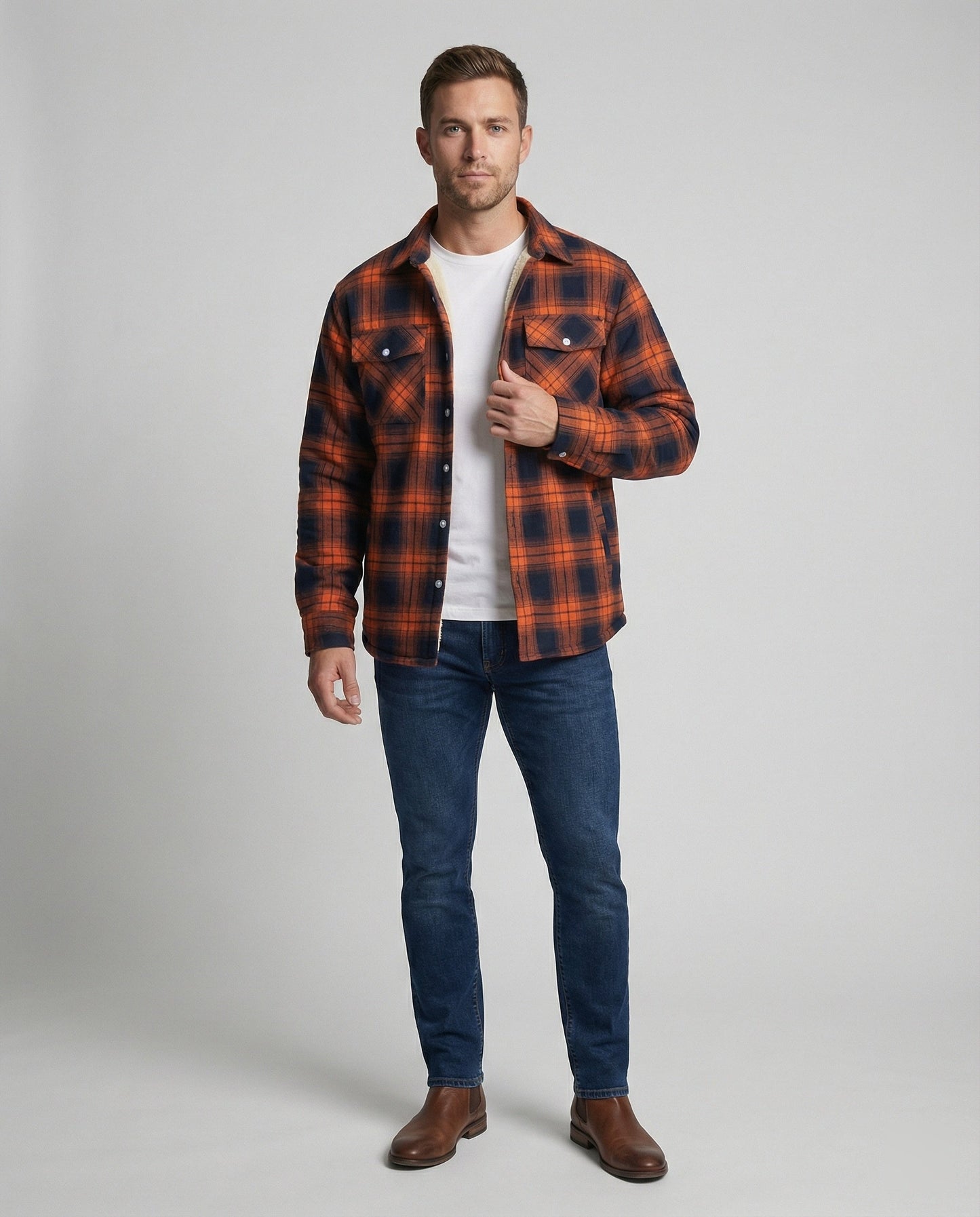 Karierte Jacke Fleece Warm Herren Outdoor