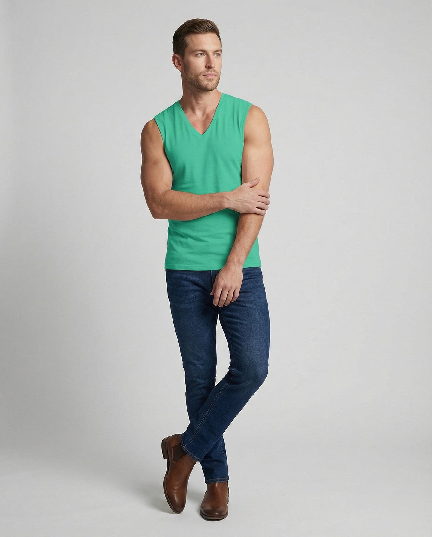 Herren Tanktop Ärmellos Stretch V-Ausschnitt Sportlich - BerlinGlamour