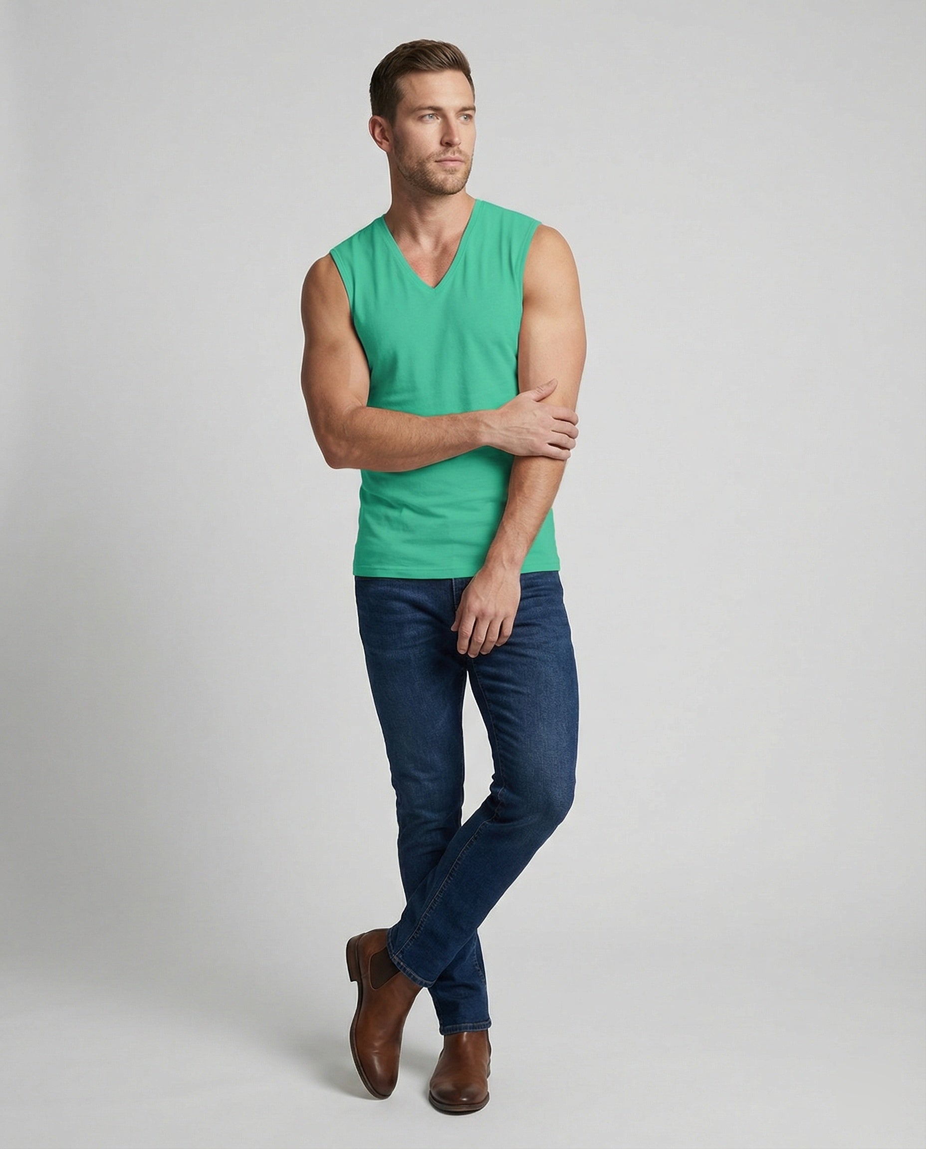 Herren Tanktop Ärmellos Stretch V-Ausschnitt Sportlich - BerlinGlamour