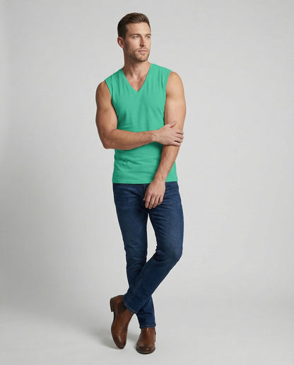Herren Tanktop Ärmellos Stretch V-Ausschnitt Sportlich - BerlinGlamour