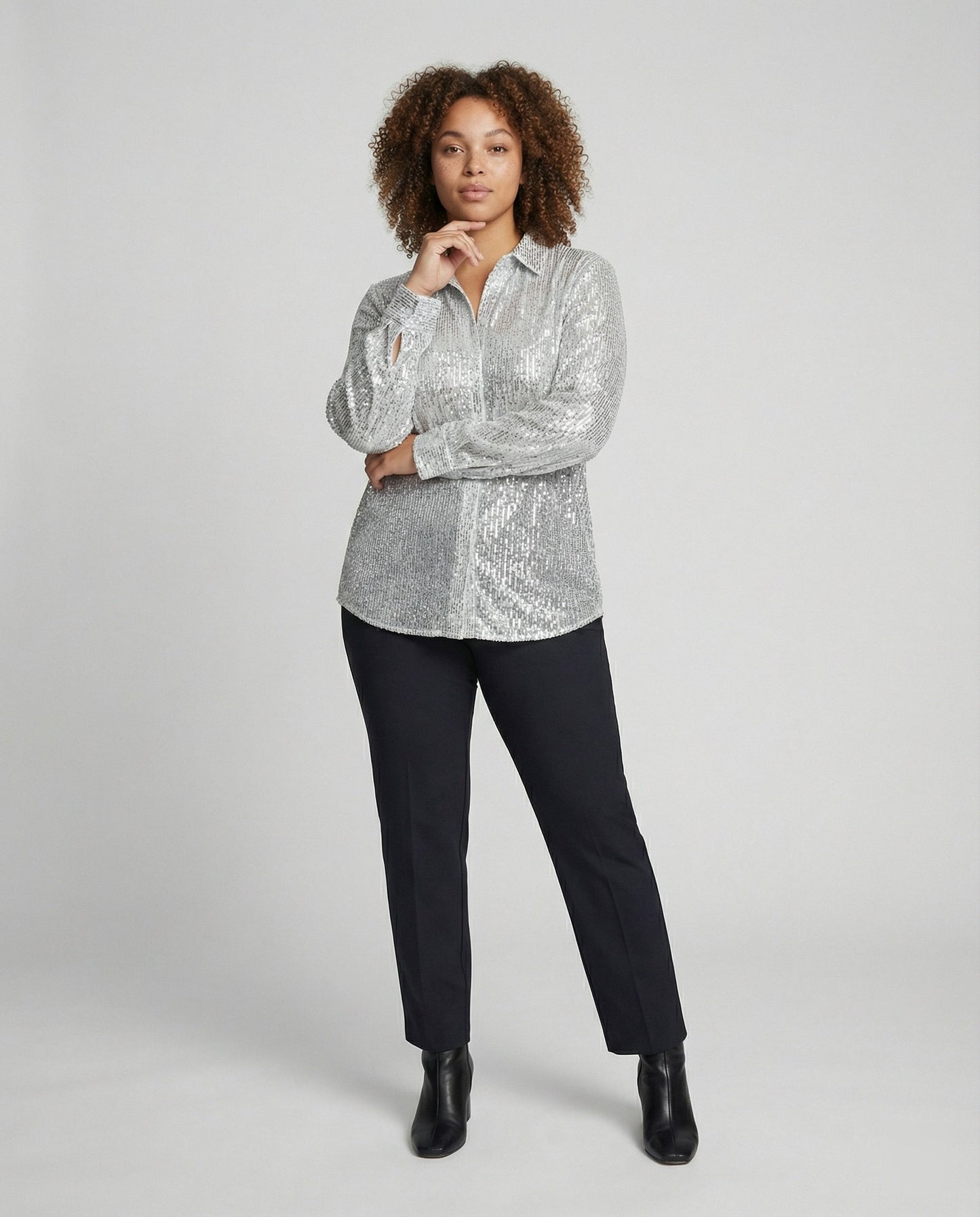 Damen Bluse Glitzernd Transparent mit Pailletten - BerlinGlamour