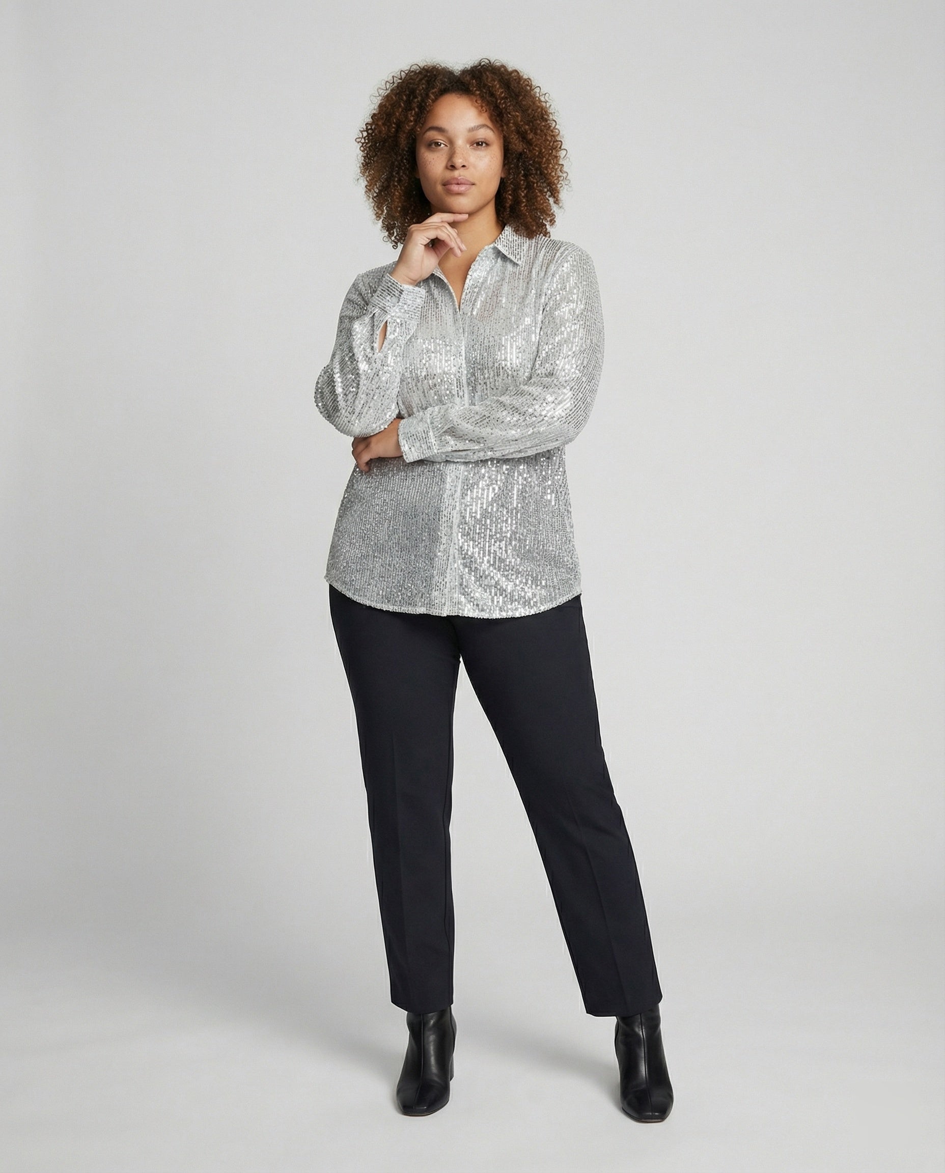 Damen Bluse Glitzernd Transparent mit Pailletten - BerlinGlamour