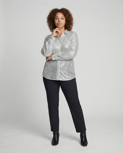 Damen Bluse Glitzernd Transparent mit Pailletten - BerlinGlamour