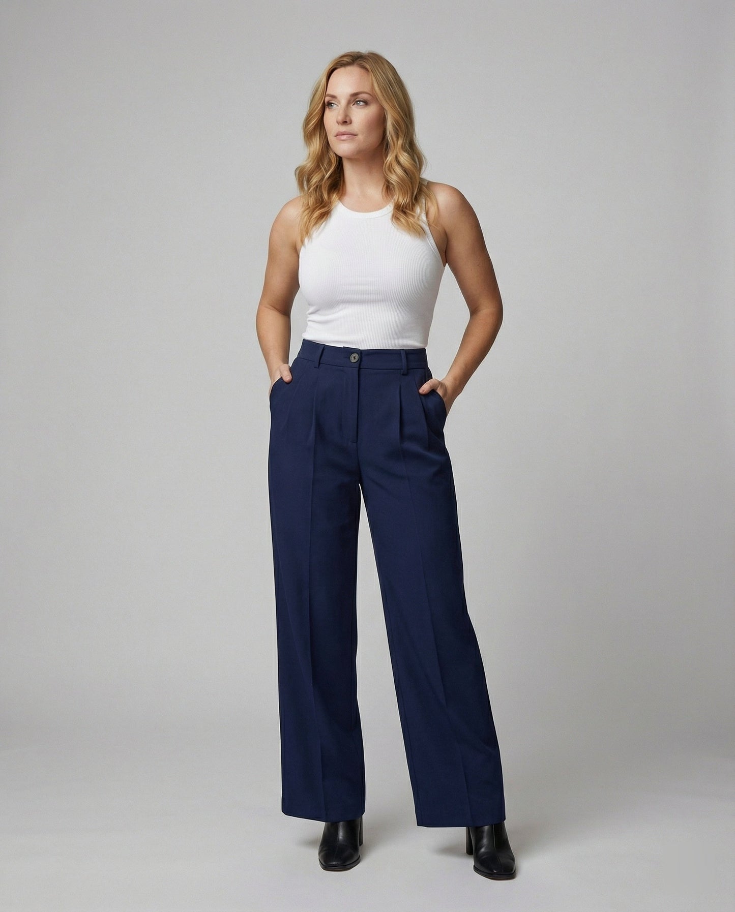 Damen Hose Weite Bequem Hochtailliert Komfort