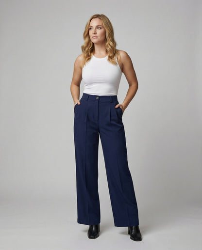 Damen Hose Weite Bequem Hochtailliert Komfort