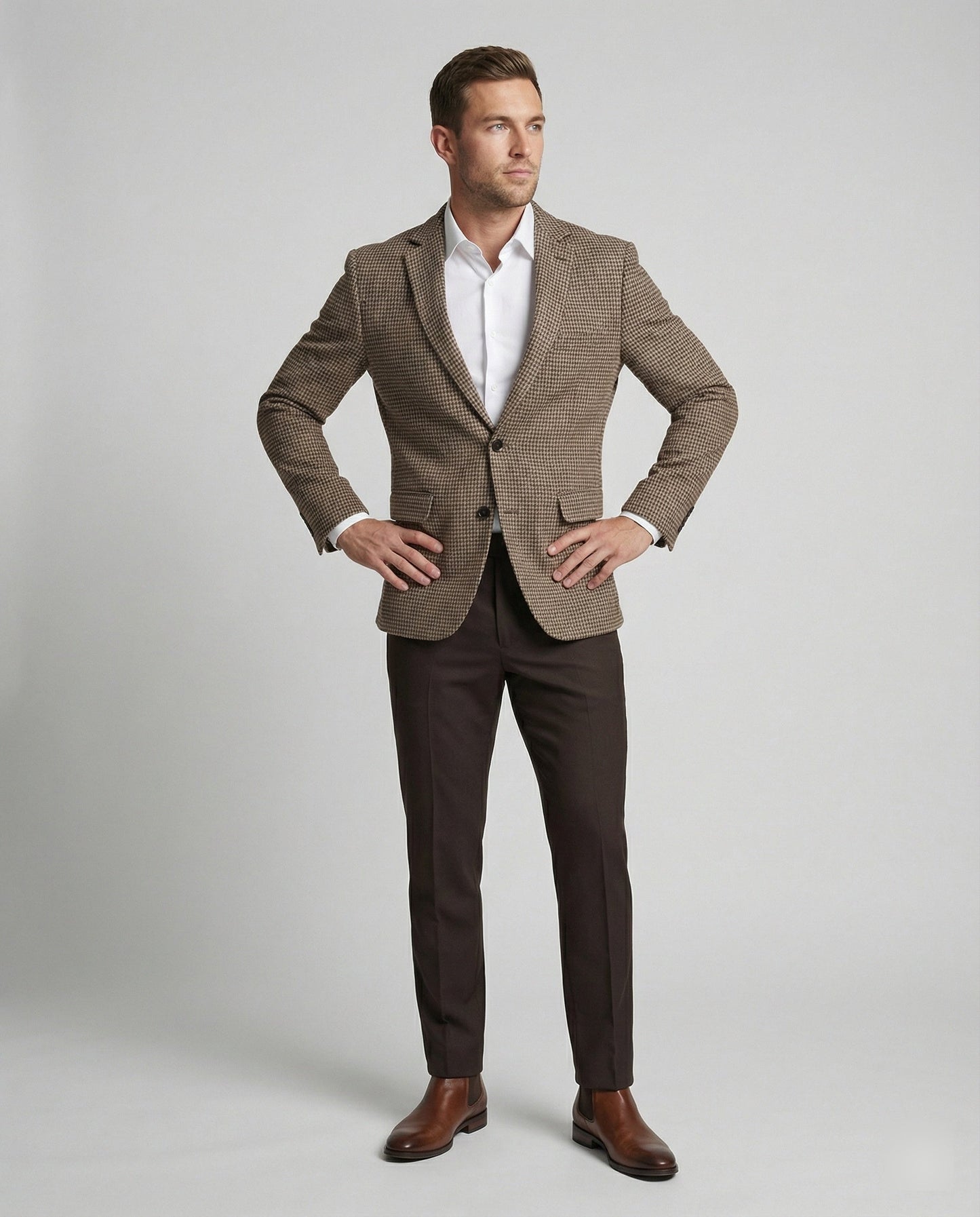 Herren Blazer Kariert Slim Fit Modern