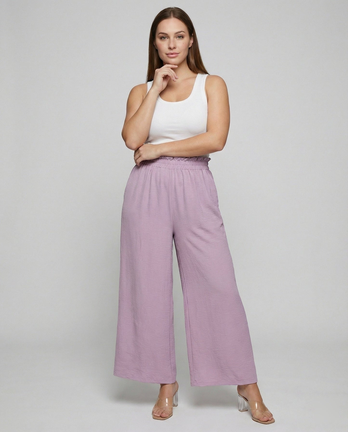 Damen Hosen Weite Bein Culotte Elastisch Bequem