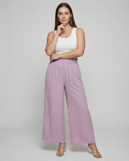 Damen Hosen Weite Bein Culotte Elastisch Bequem