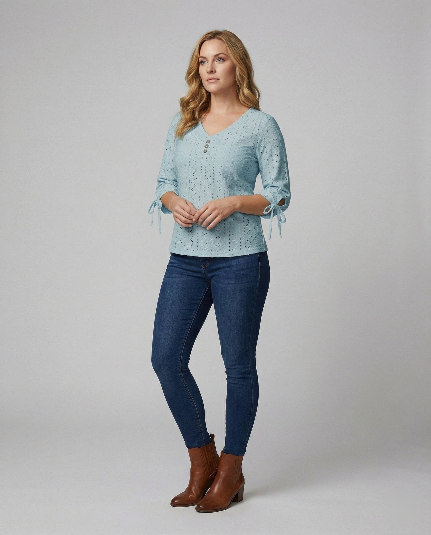 Damen Bluse Modern Spitze Knopfleiste Chic