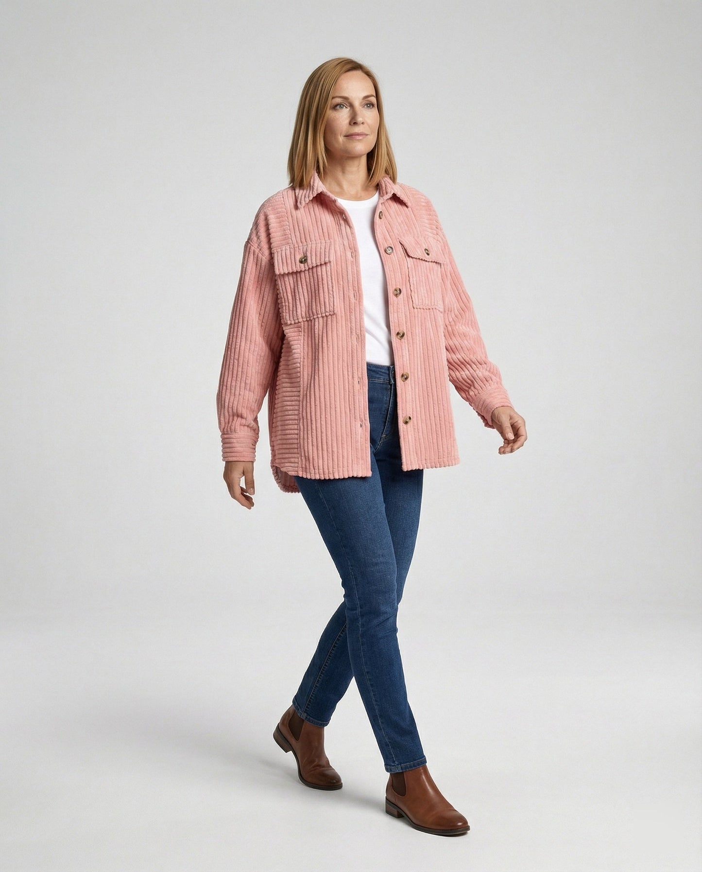 Lässige Damen Cordjacke Mit Taschen Bequem