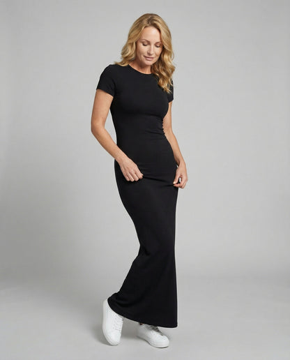 Figurbetontes Maxikleid Damen Kurzärmelig Elegant - BerlinGlamour