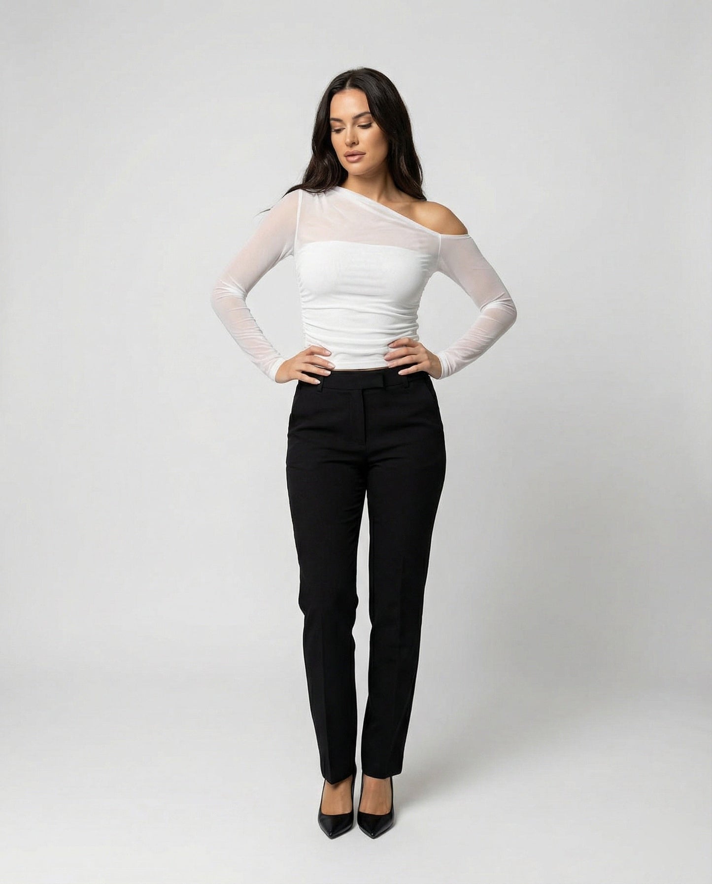 Damen Oberteil Asymmetrisch Schulterfreies Top Elegant