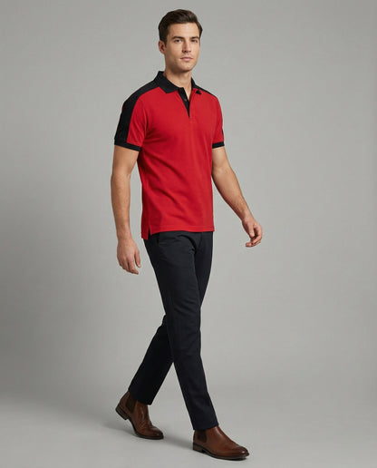 Herren Poloshirt Kontrastkragen Modern Slimfit