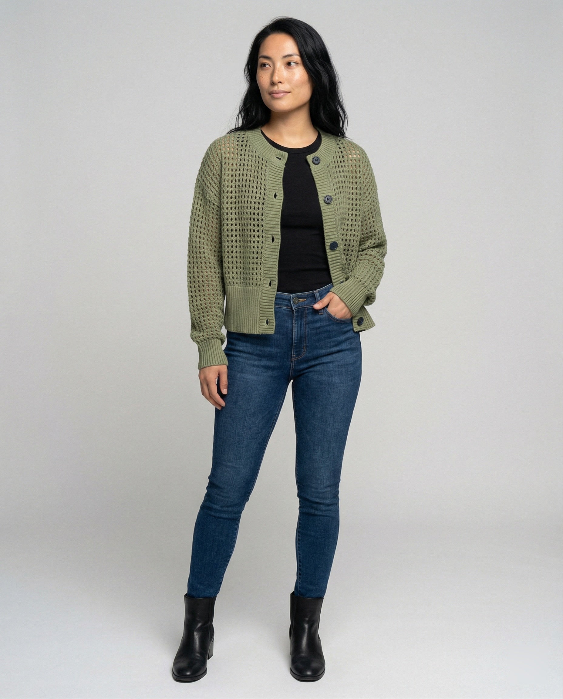 Damen Cardigan Strick Großkaros Luftig Modern - BerlinGlamour