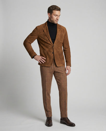 Herren Lederblazer Slim Fit Braun