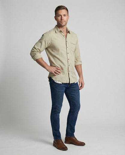 Herren Hemd Längsärmelig Asymmetrisch Modern