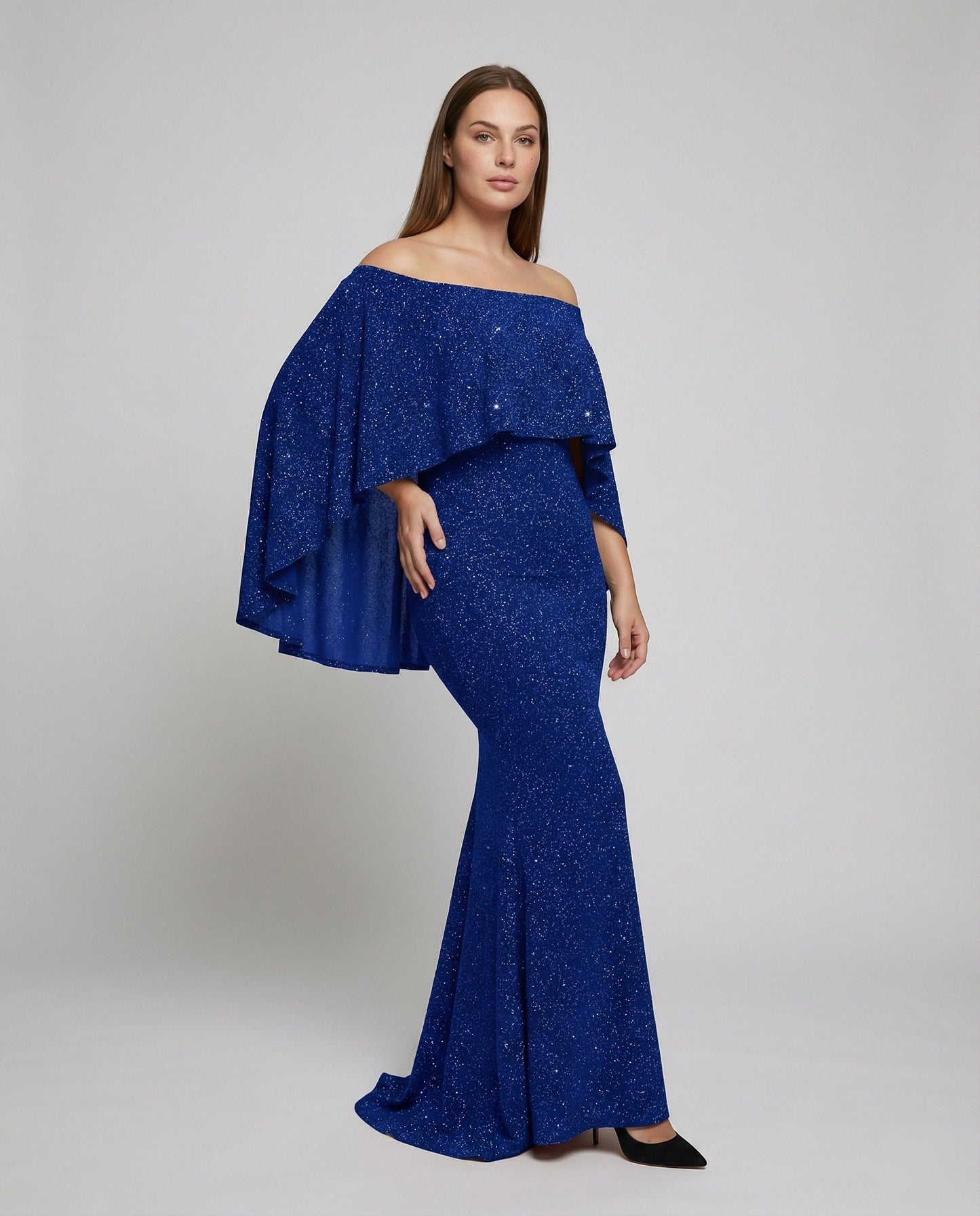 Elegantes Abendkleid Off-Shoulder Damenkleid Glitter
