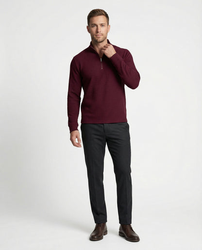 Herren Langarmshirt Modern Stehkragen Reißverschluss Elegant