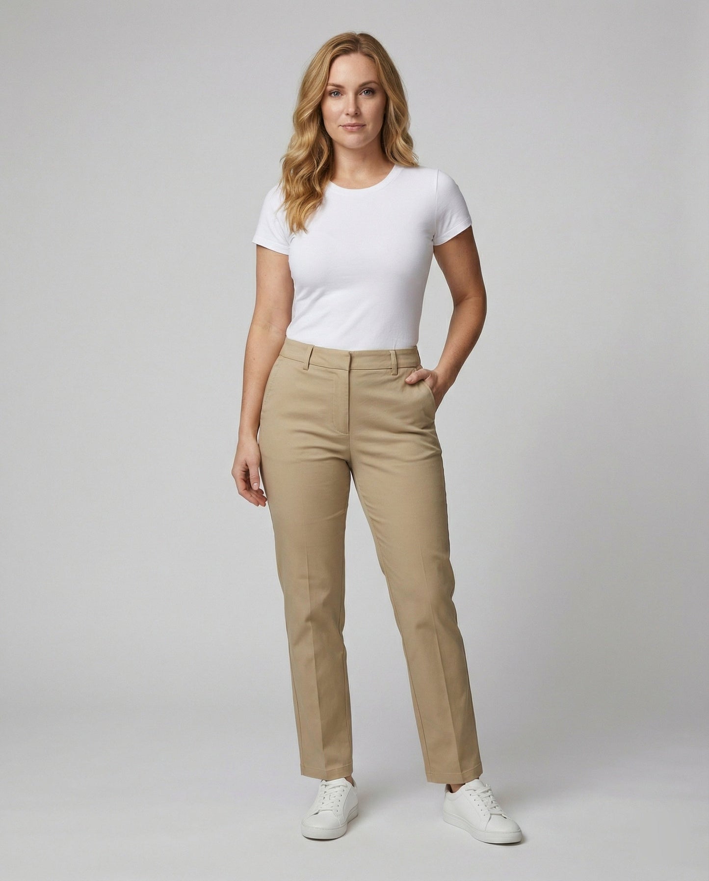 Damen Chino Hose Hochwertig Slim Fit Bequem