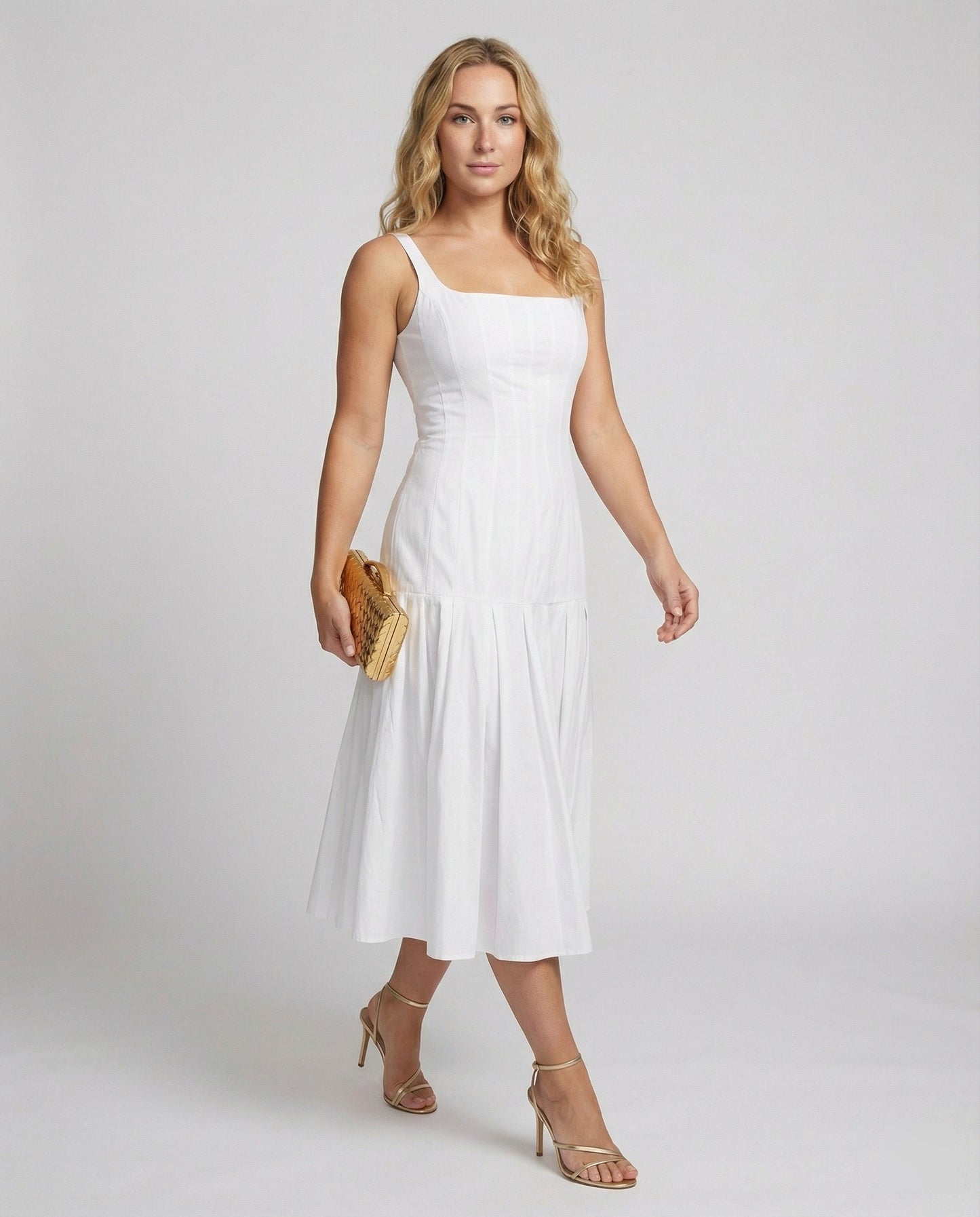 Elegantes Damen Midikleid Schnitt Frauenkleid