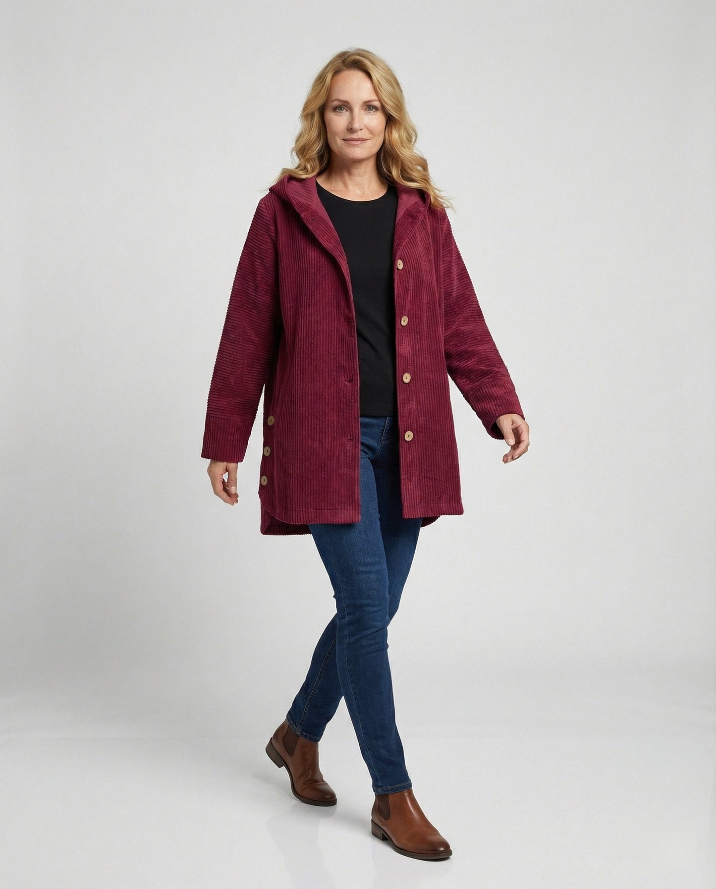 Damen Cordjacke Kapuzenjacke Warm - BerlinGlamour