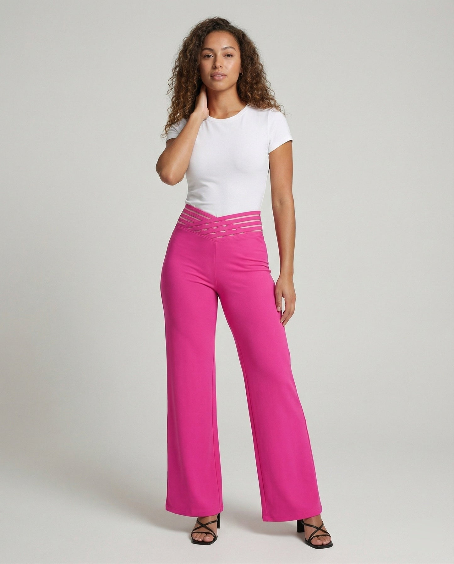 Damen Palazzo-Hose Weit Bequem Mit Cut-Outs Trendy