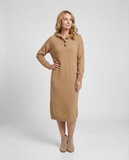 Damen Hoodie-Kleid Weich Kapuzenkleid mit Knöpfen Damenmode