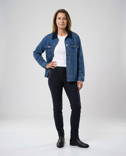 Damen Denimjacke Klassisch mit Brusttaschen - BerlinGlamour