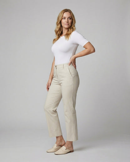 Damen Stoffhose High Waist Elegant Weite Bein