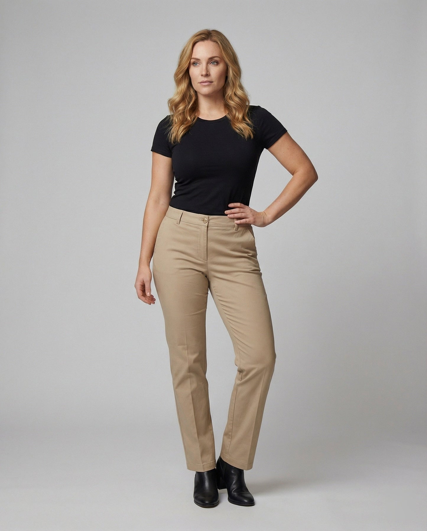 Damen Businesshose Hochtailliert Elegant Schwarz
