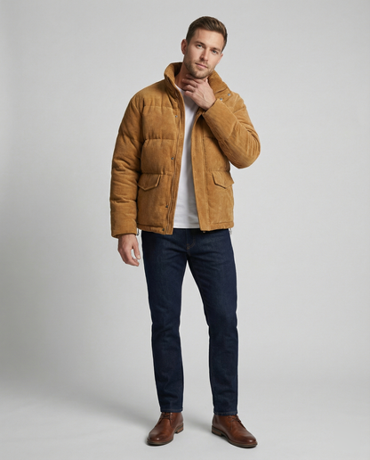 Herren Steppjacke Winter Warm Trendig Cord - BerlinGlamour