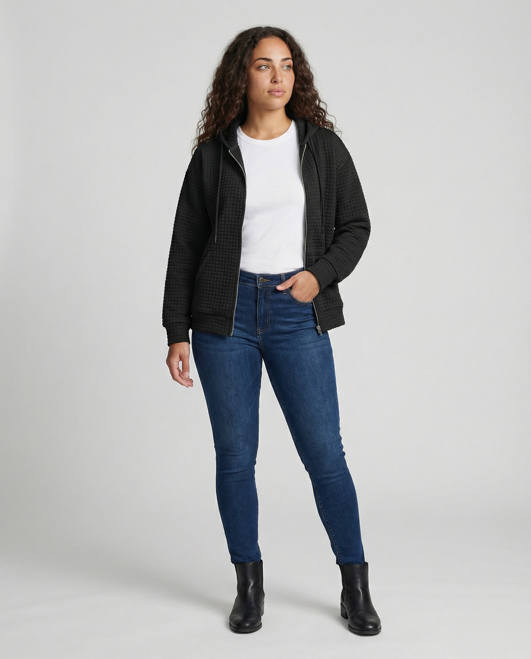 Damen Hoodie Zip Up Freizeitjacke Sportlich - BerlinGlamour