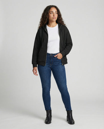 Damen Hoodie Zip Up Freizeitjacke Sportlich - BerlinGlamour