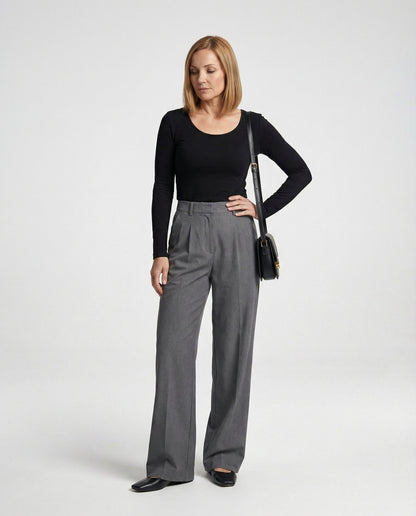 Weite Damen Stoffhose mit Bügelfalte Elegant