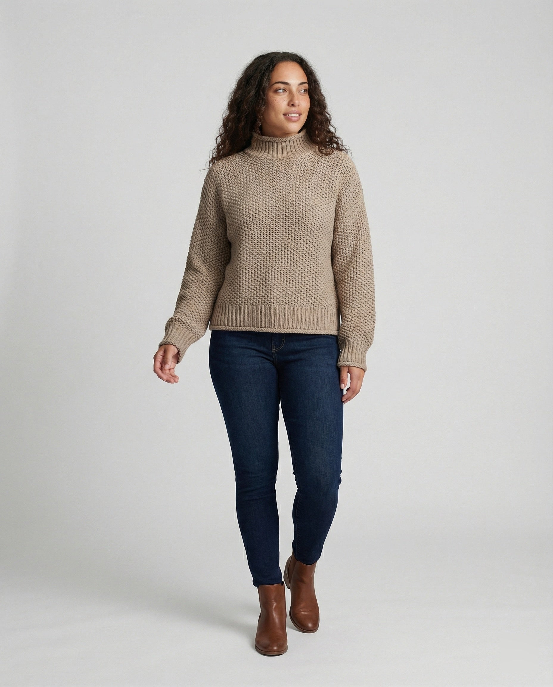 Damen Strickpullover Kuschelig Weit Ärmel Hochkragen - BerlinGlamour