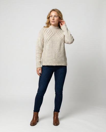 Damen Pullover Rippstrick Hochkragen Lässig