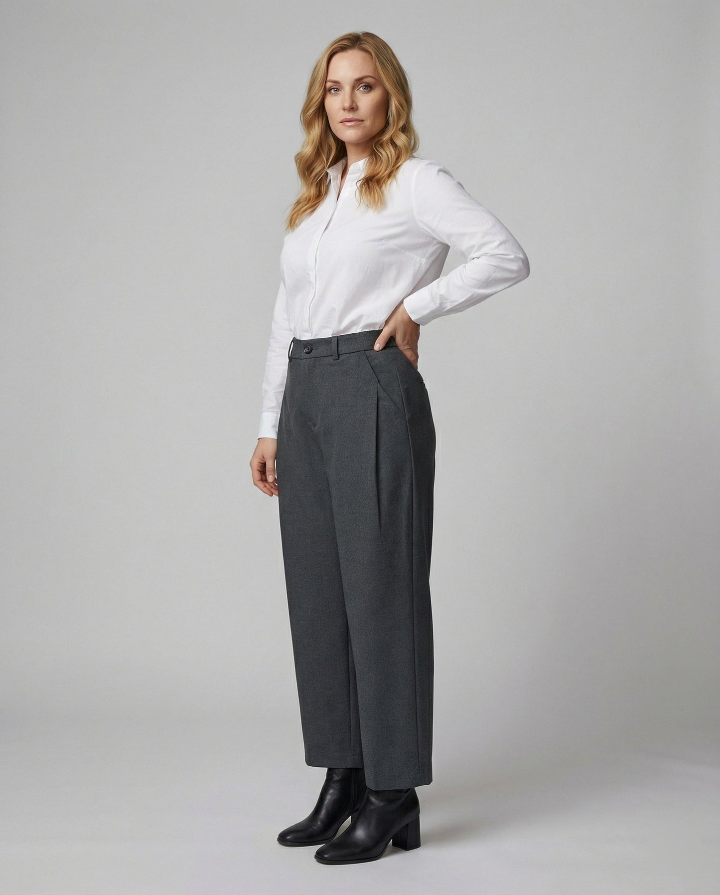 Damen Anzughose High Waist Elegant Faltenrock Hose
