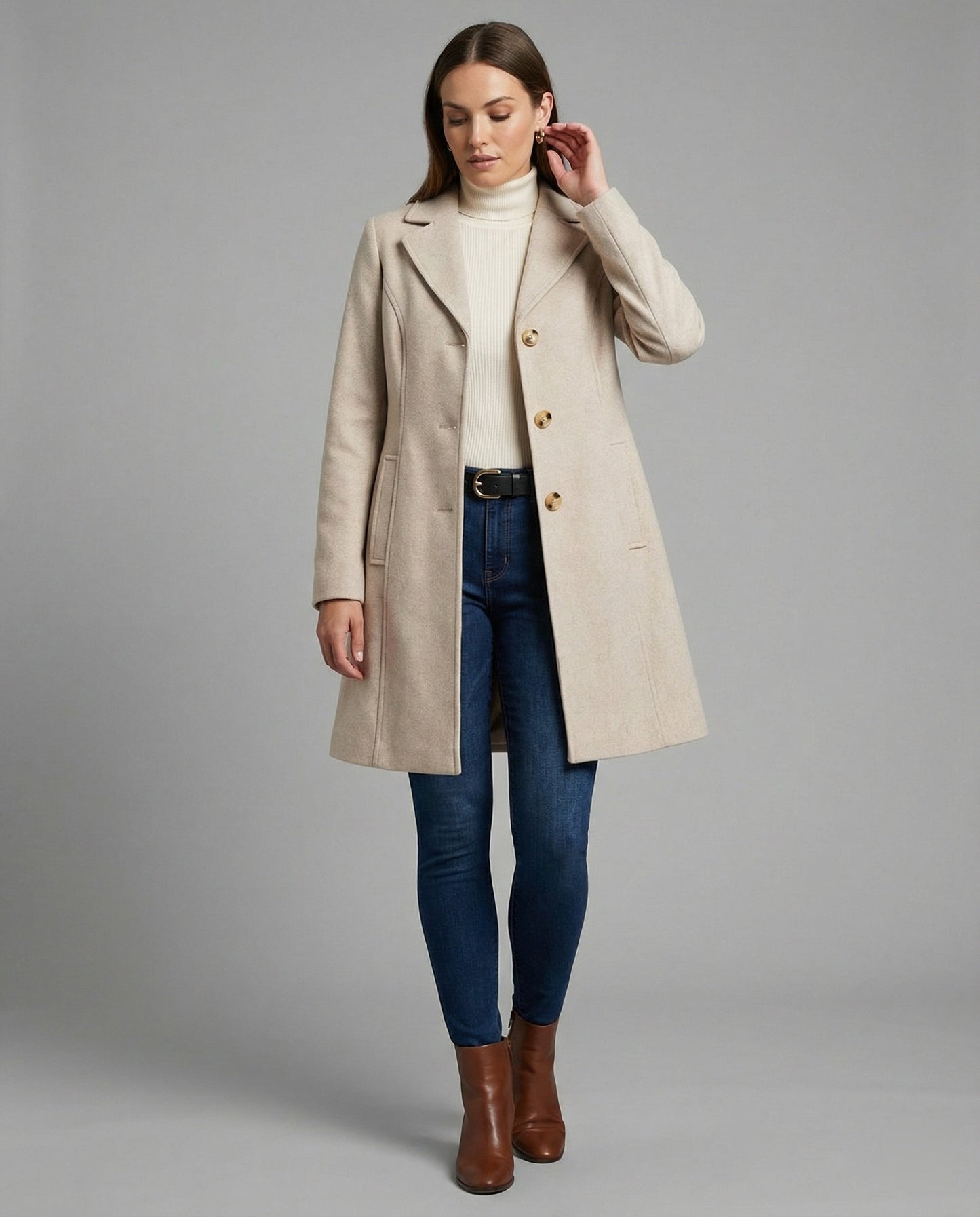Damen Blazer Lang Elegant Tailliert Modern
