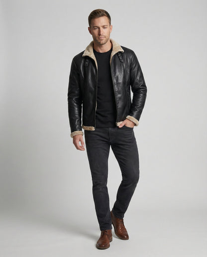 Lederjacke Herren Warm Lederjacke Innenfutter