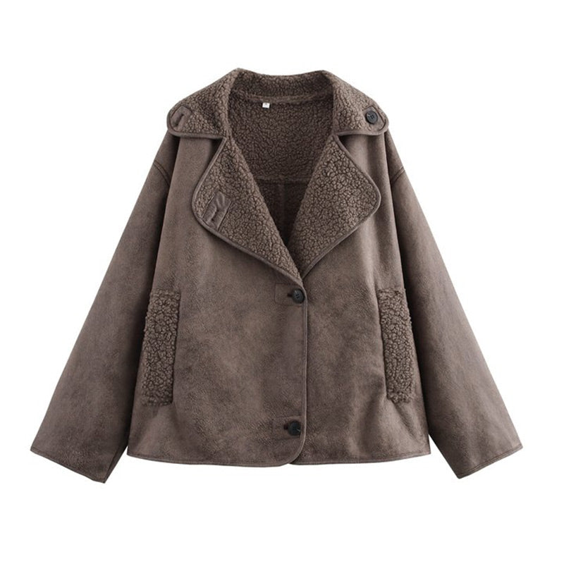 Winterjacke Veloursleder Optik Fleece Futter Luxus
