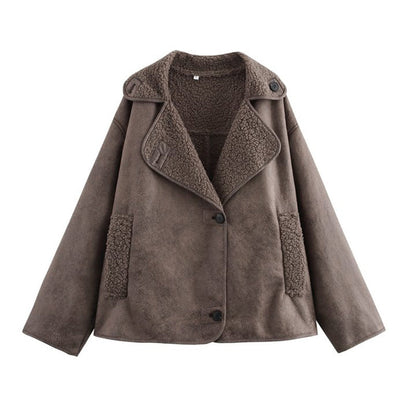 Winterjacke Veloursleder Optik Fleece Futter Luxus