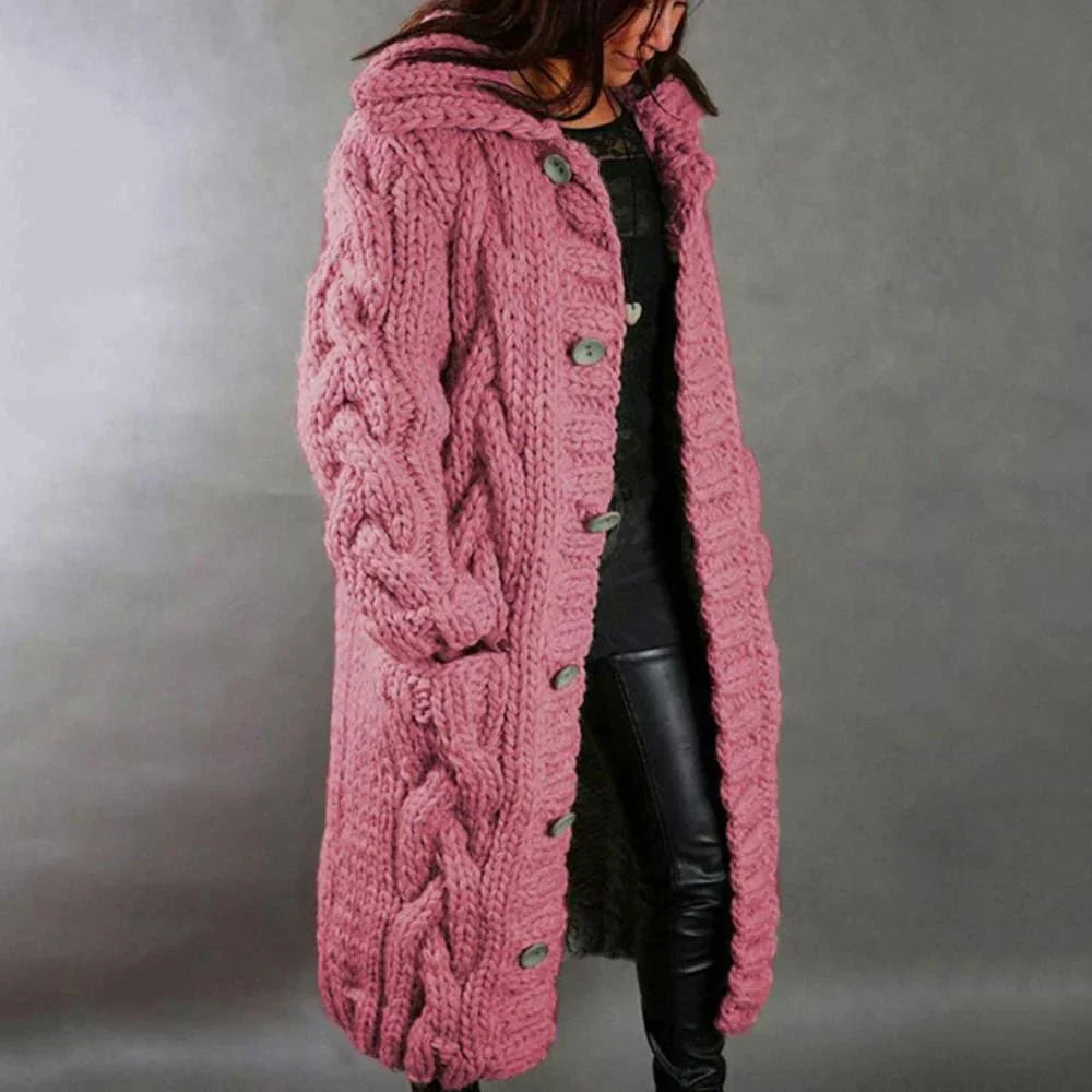 Damen Strickcardigan Lang Warm Winter