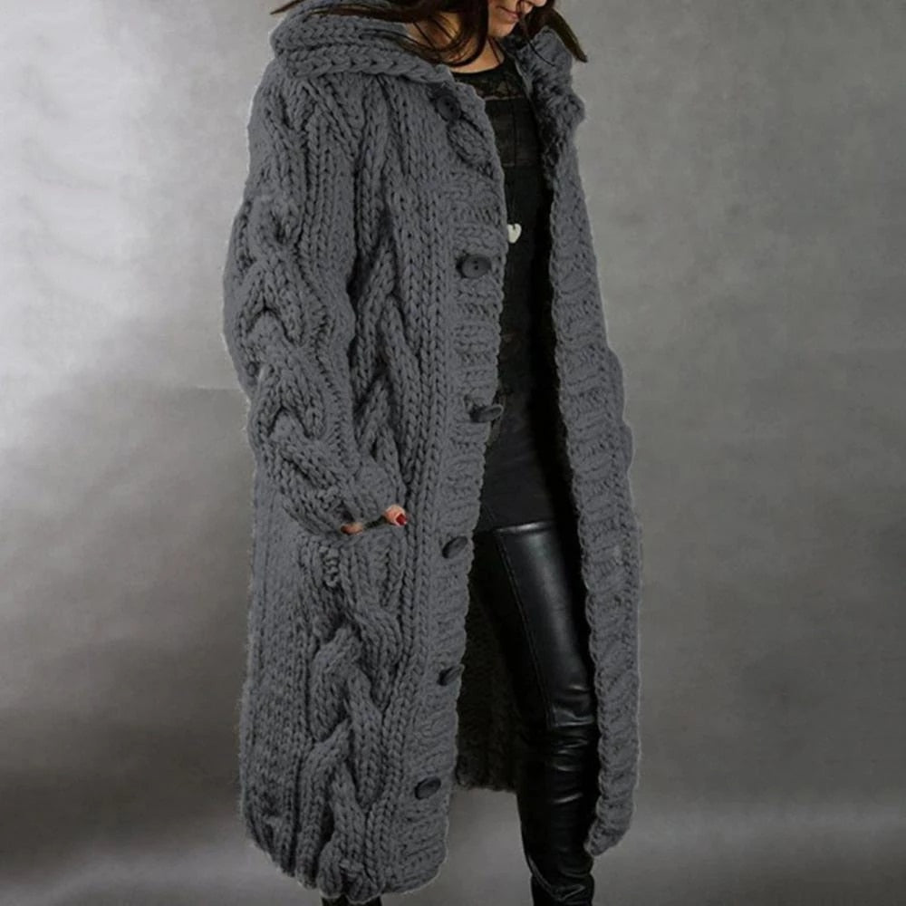 Damen Strickcardigan Lang Warm Winter