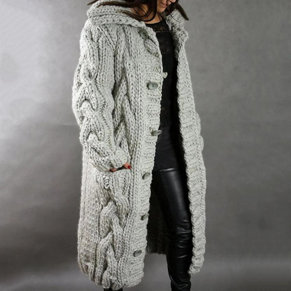 Damen Strickcardigan Lang Warm Winter