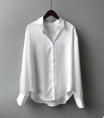 Elegante Seidenbluse Satin mit Knöpfen Damen